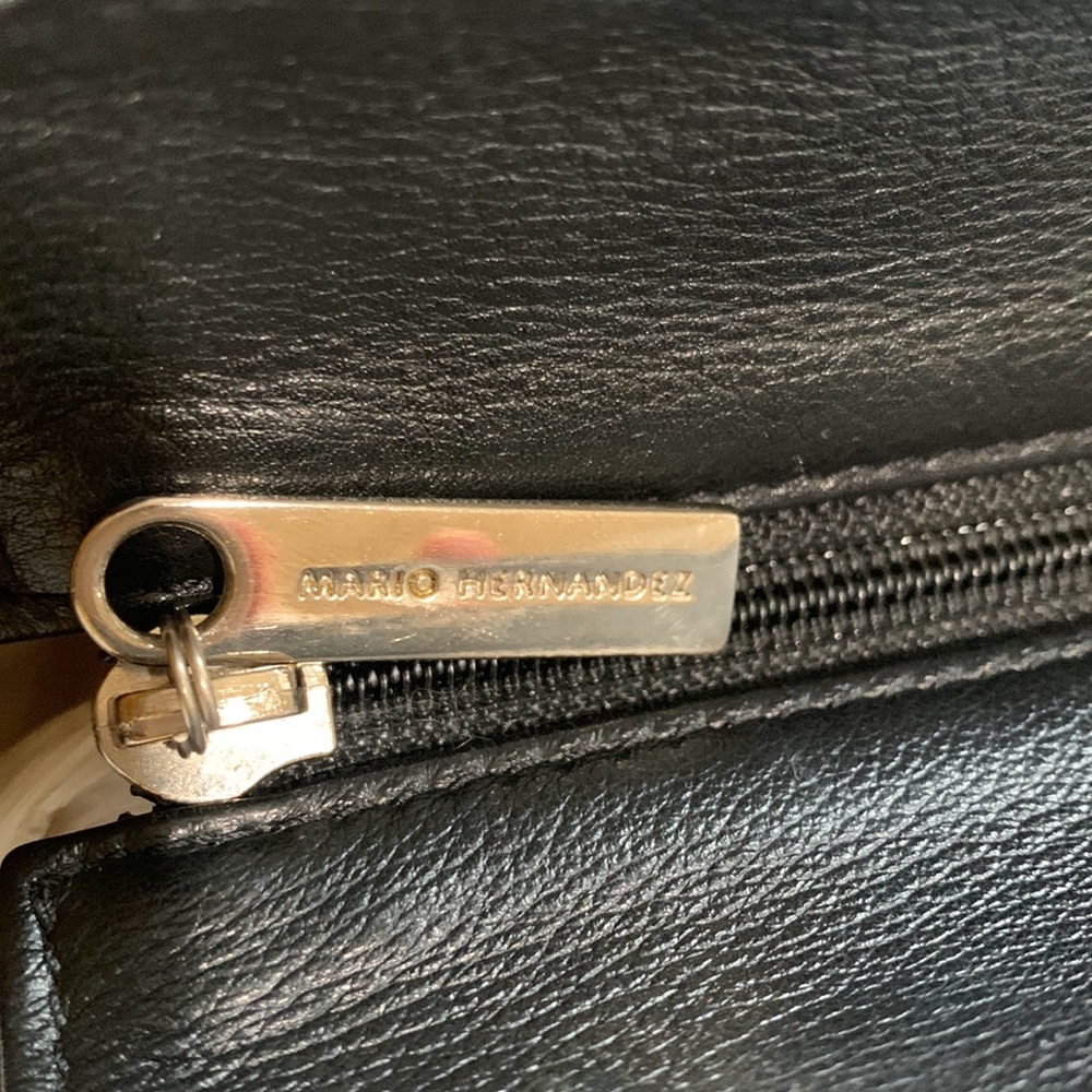 Mario Hernandez black leather tote with metal H appliqués. Pre loved - Picture 9 of 14